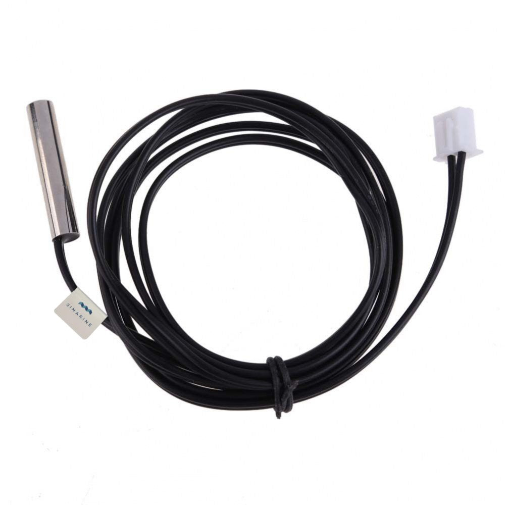 Simarine NTC 10k temperature sensor with stainless steel probe, cable and white plug